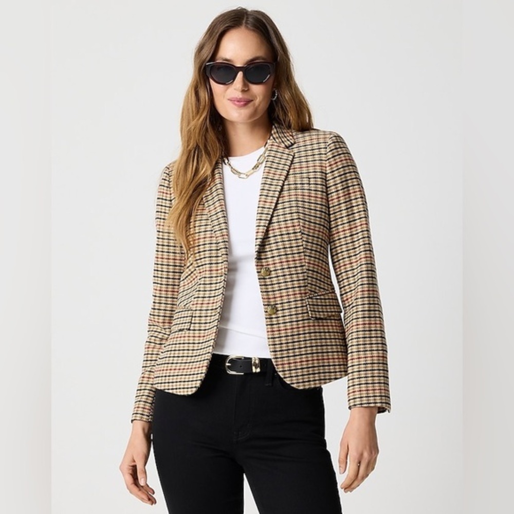 J. Crew Houndstooth Wool Blend Schoolboy Blazer size 14
